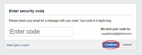 Enter Code Facebook