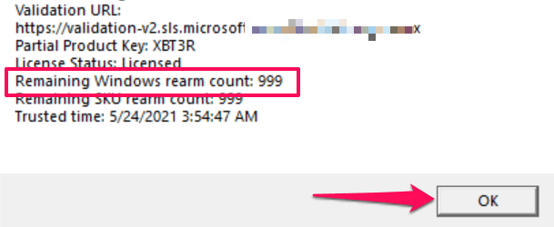 18 Windows 10 Rearm Count